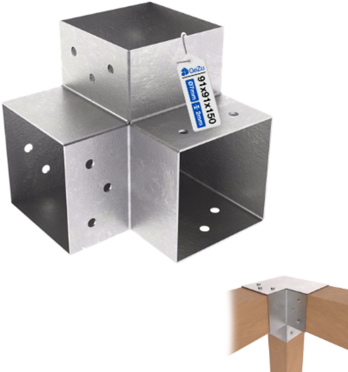 GeZu Impex Y Paalverbinder voor pergola 91 × 91 mm – Thermisch Verzinkt