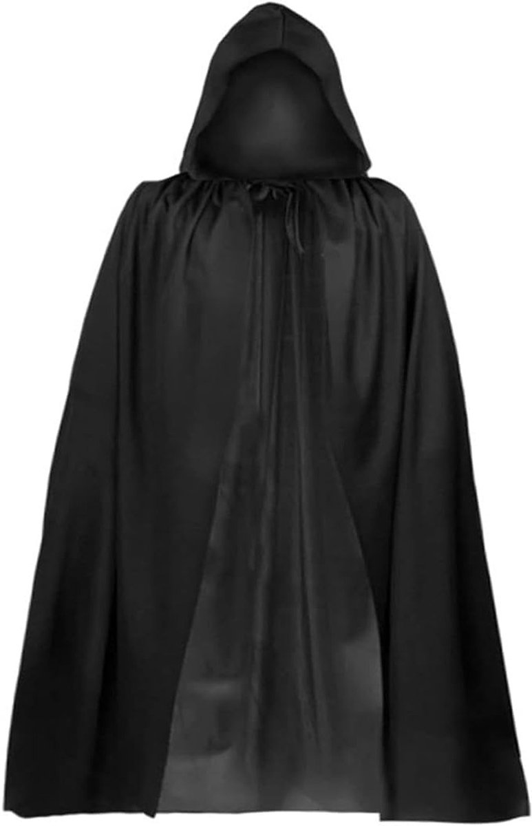 Halloween Kostuumset met Zwarte Cape en Kap, 20 Halloween Tattoos, Vampier Kostuum voor Feestdecoratie en Halloween Party