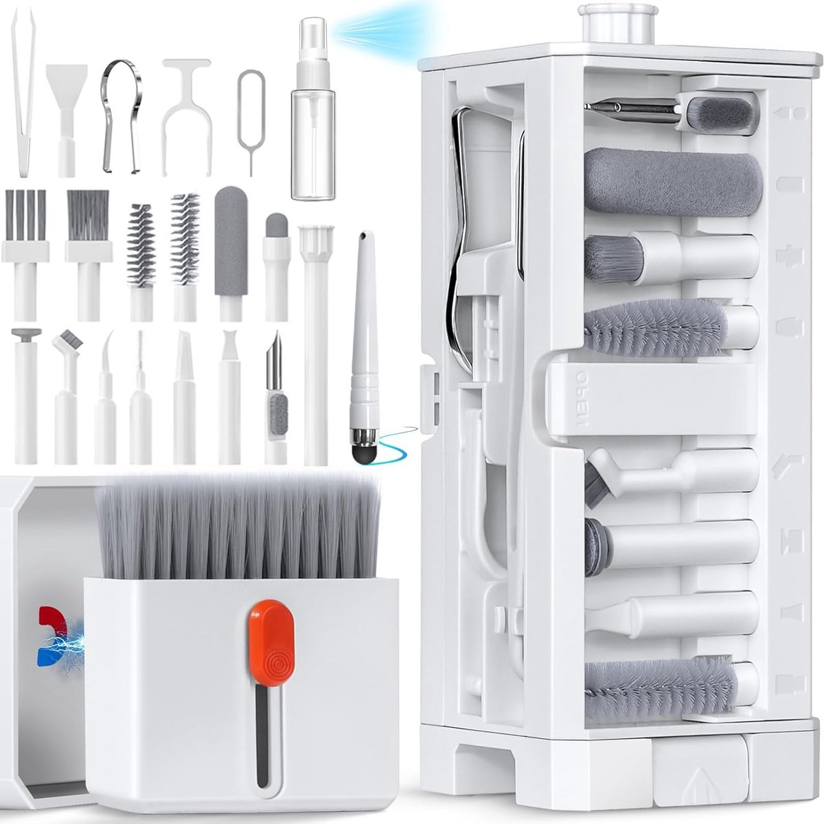 Multifunctionele 32-in-1 Reinigingsset voor Elektronica, Ideaal voor Airpods Pro, Toetsenborden en MacBook, Inclusief Reinigingsdoek en Draagbaar Ontwerp