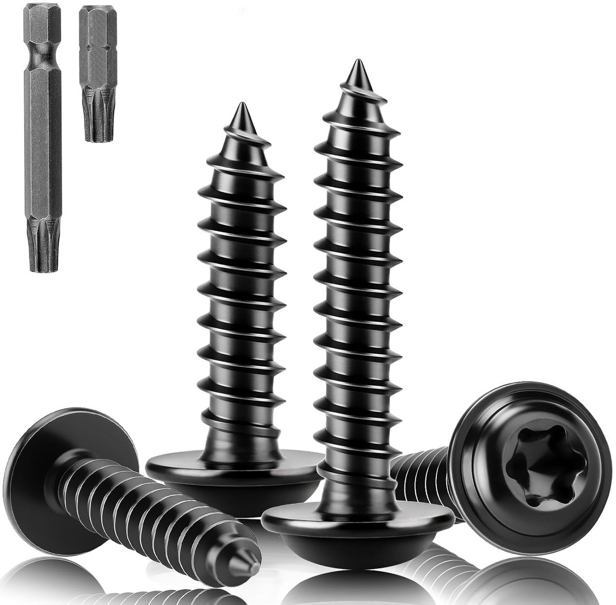 80 Stuks Zwarte M4x25mm Platkop Schroeven RVS Torx Verzonken Houtschroeven met Schotel