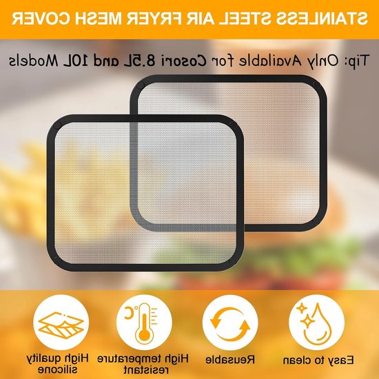 Accessoires voor Airfryer: 2-delige set van fijnmazig roestvrij staal voor 8.5L en 10L modellen, ideaal voor koken en bakken in de keuken van Merkloos — afbeelding 2