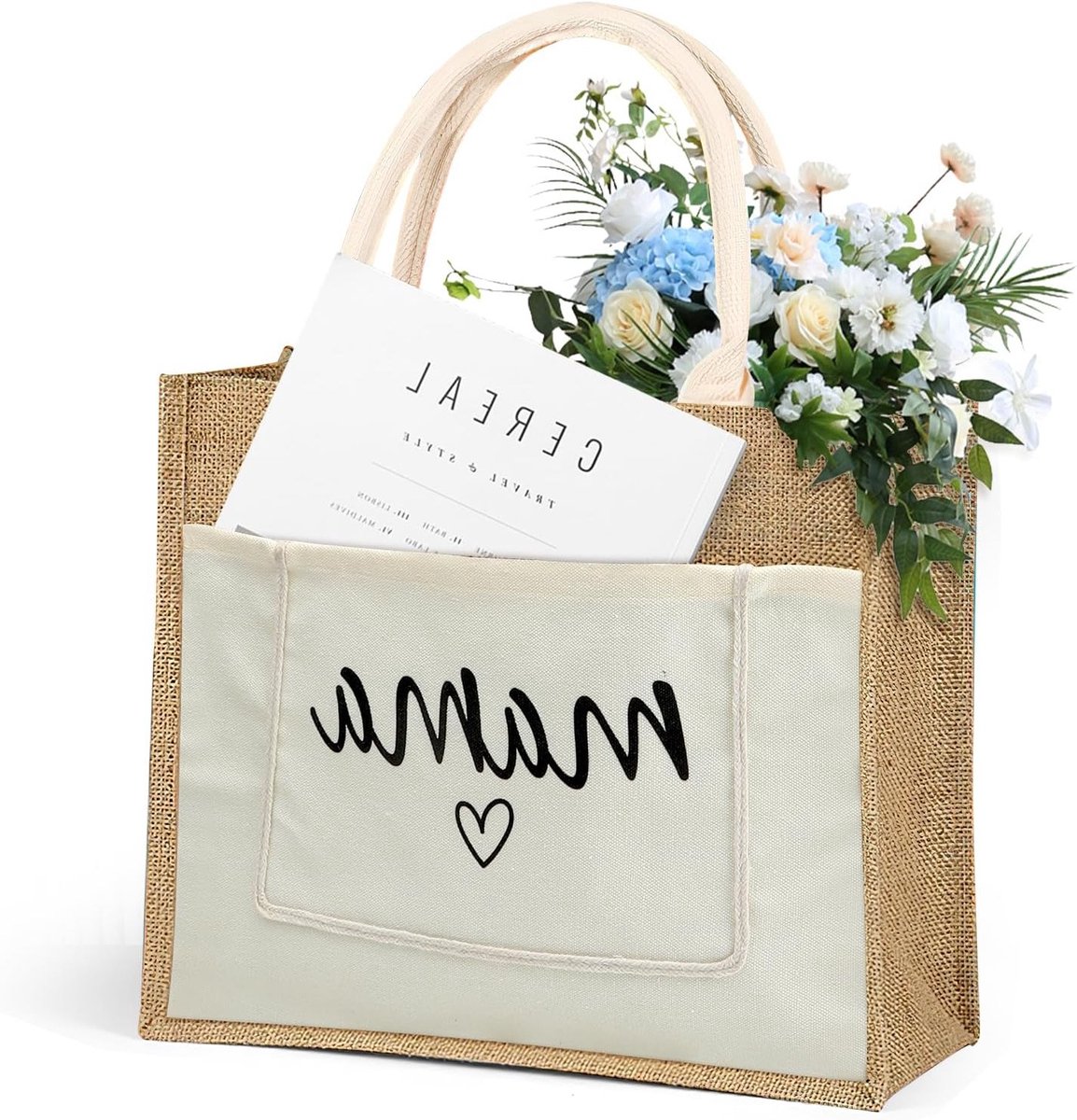 Persoonlijk Cadeau voor Moeders, Jute Shopper Tas voor Verjaardagen en Moederdag, Duurzame Jute Tas voor Winkelen en Cadeaus