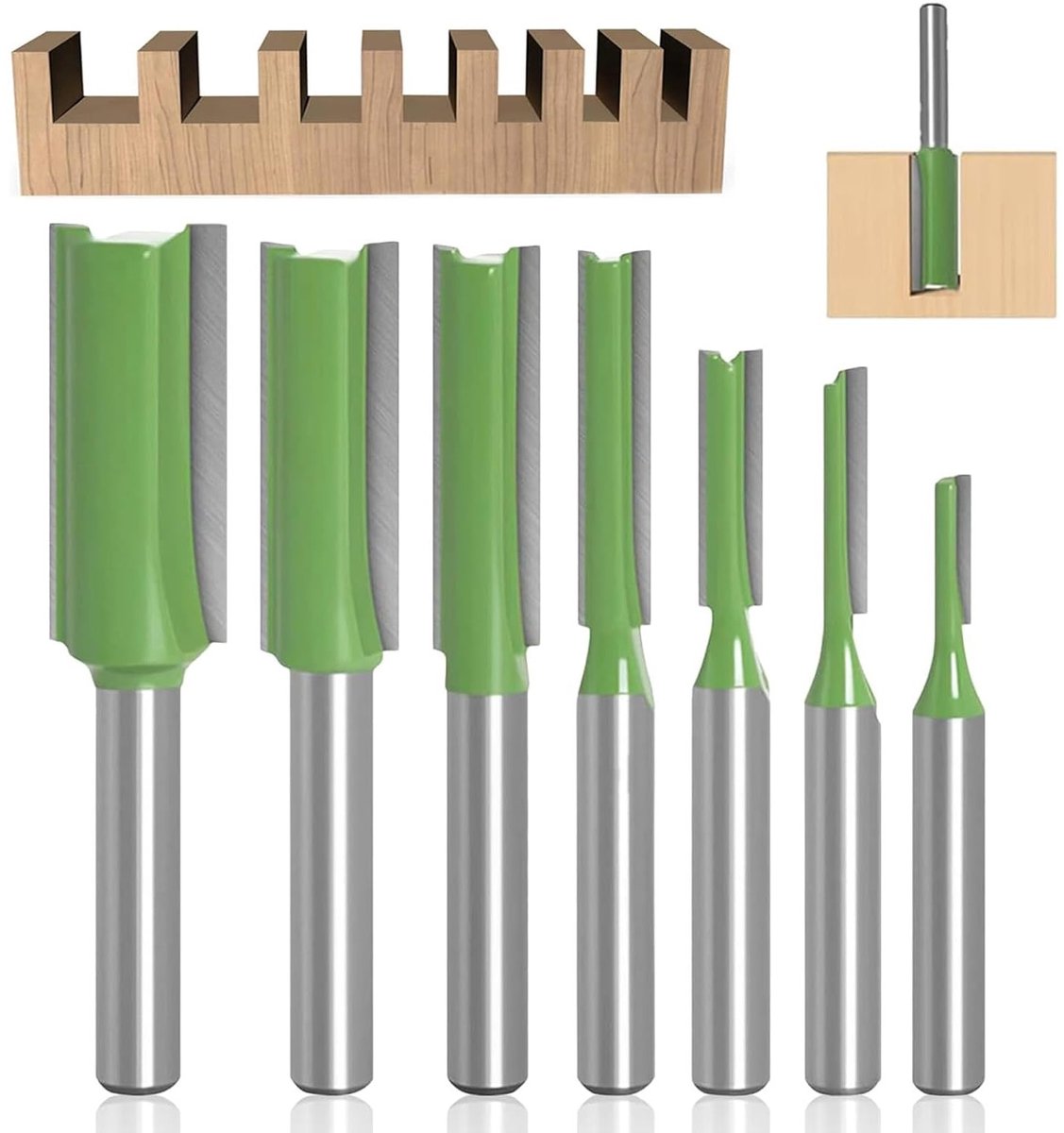 Allecto Plus - 7-delige set frees voor bovenfrees: legering groeffrees, 6 mm schacht voor houtsnijden, doe-het-zelf houtbewerking. Ideaal voor precisiewerk en creatieve projecten.