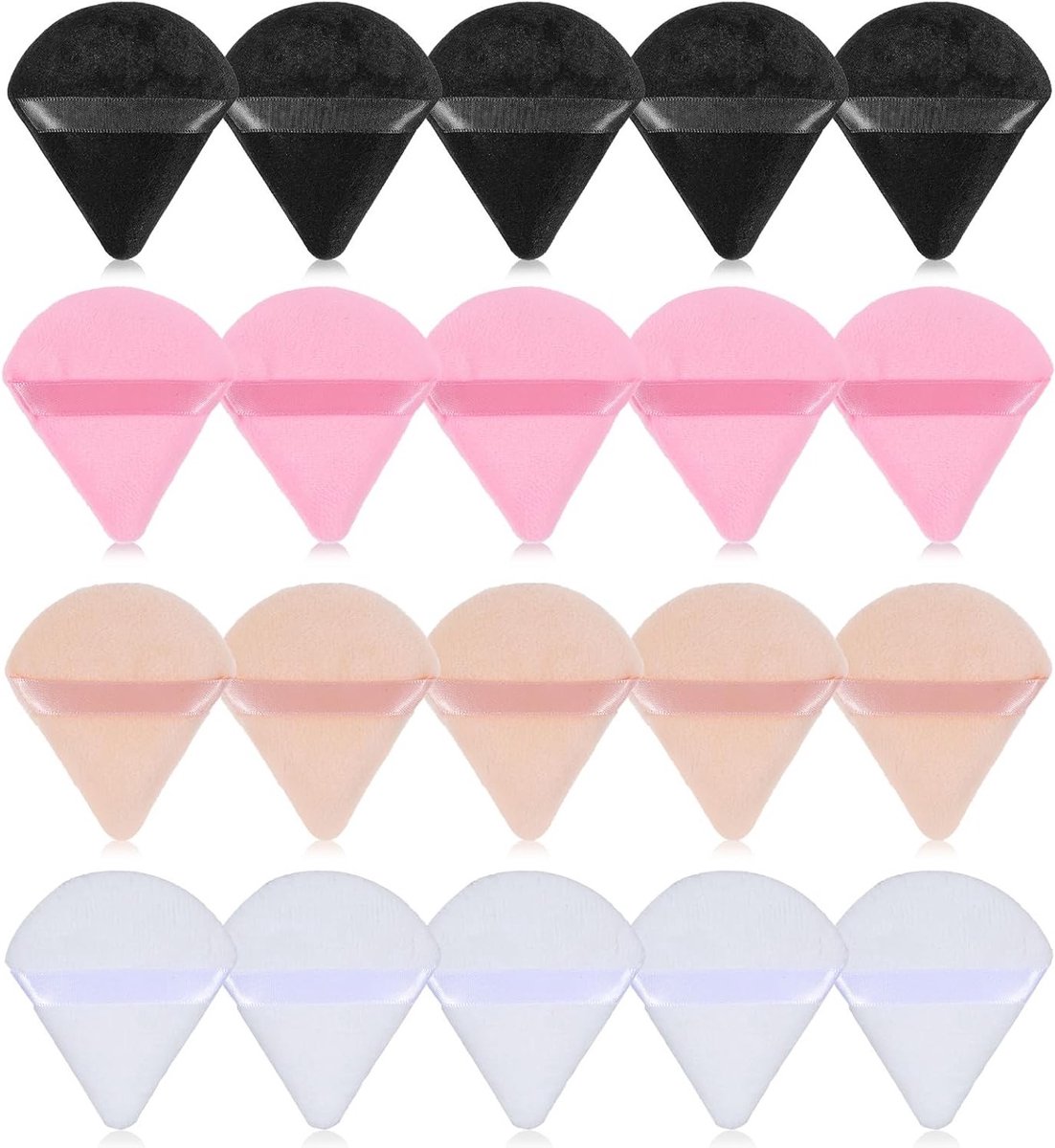 Set van 20 Driehoekige Makeup Puffers - Zachte Poederpuffs voor Instellen van Losse Poeder en Make-up - Multicolor Sponges voor Gezicht