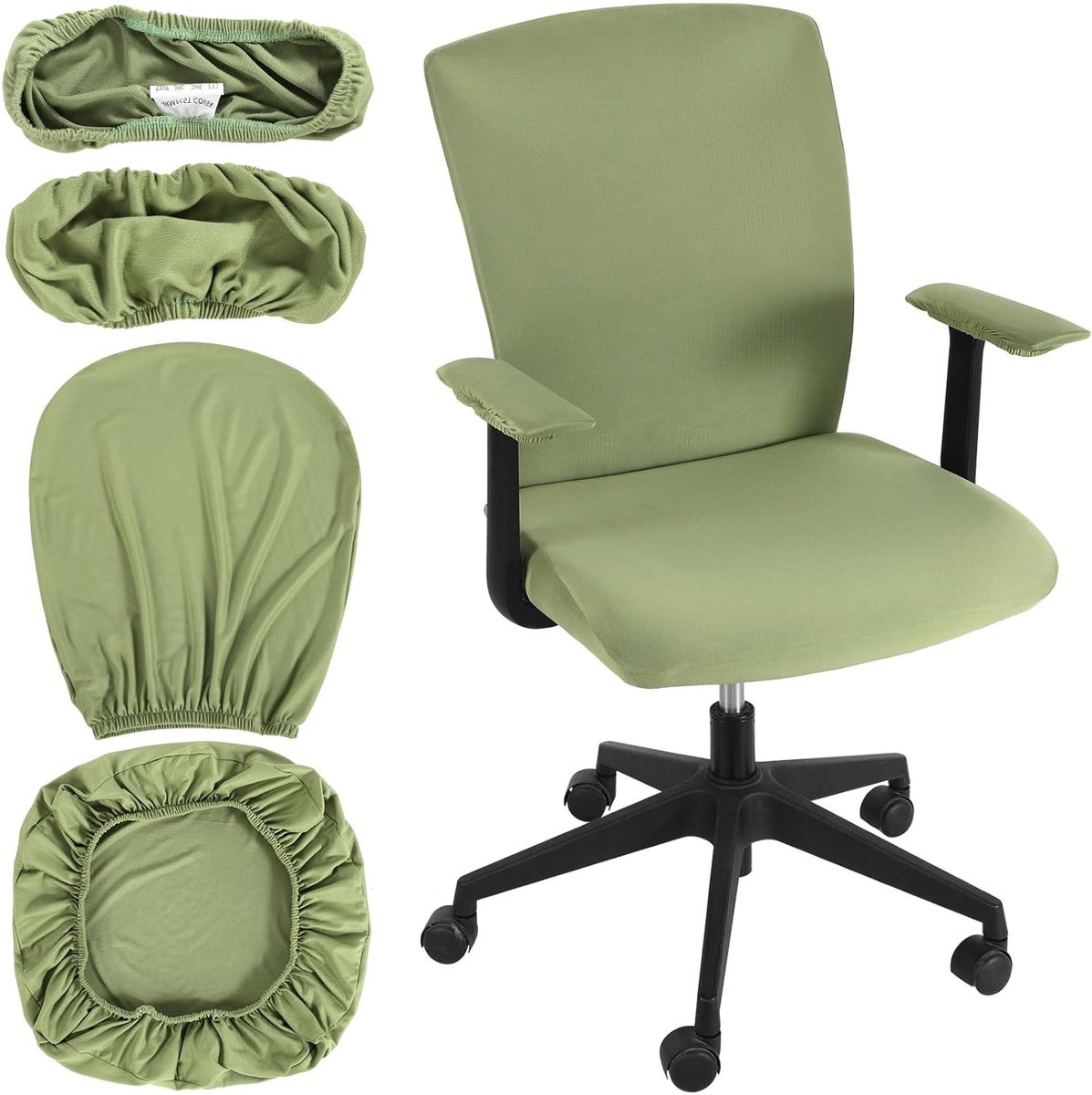 Set van 4 Universele Beschermhoezen voor Bureaustoelen met Elastische Armsteun en Rugleuning Bescherming voor Draaisteun Stoelen