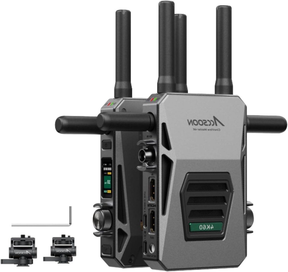 Draadloze 4K60 Transmitter/Receiver met Dual Band Technologie, 350 m Bereik, 35 ms Latentie en HDMI/SDI In/Uitgangen voor Camera's
