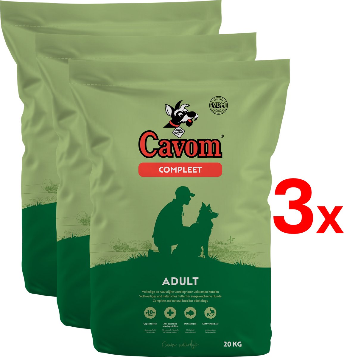 Bol.com Cavom compleet Adult - geperste brokken - 3x 20kg aanbieding