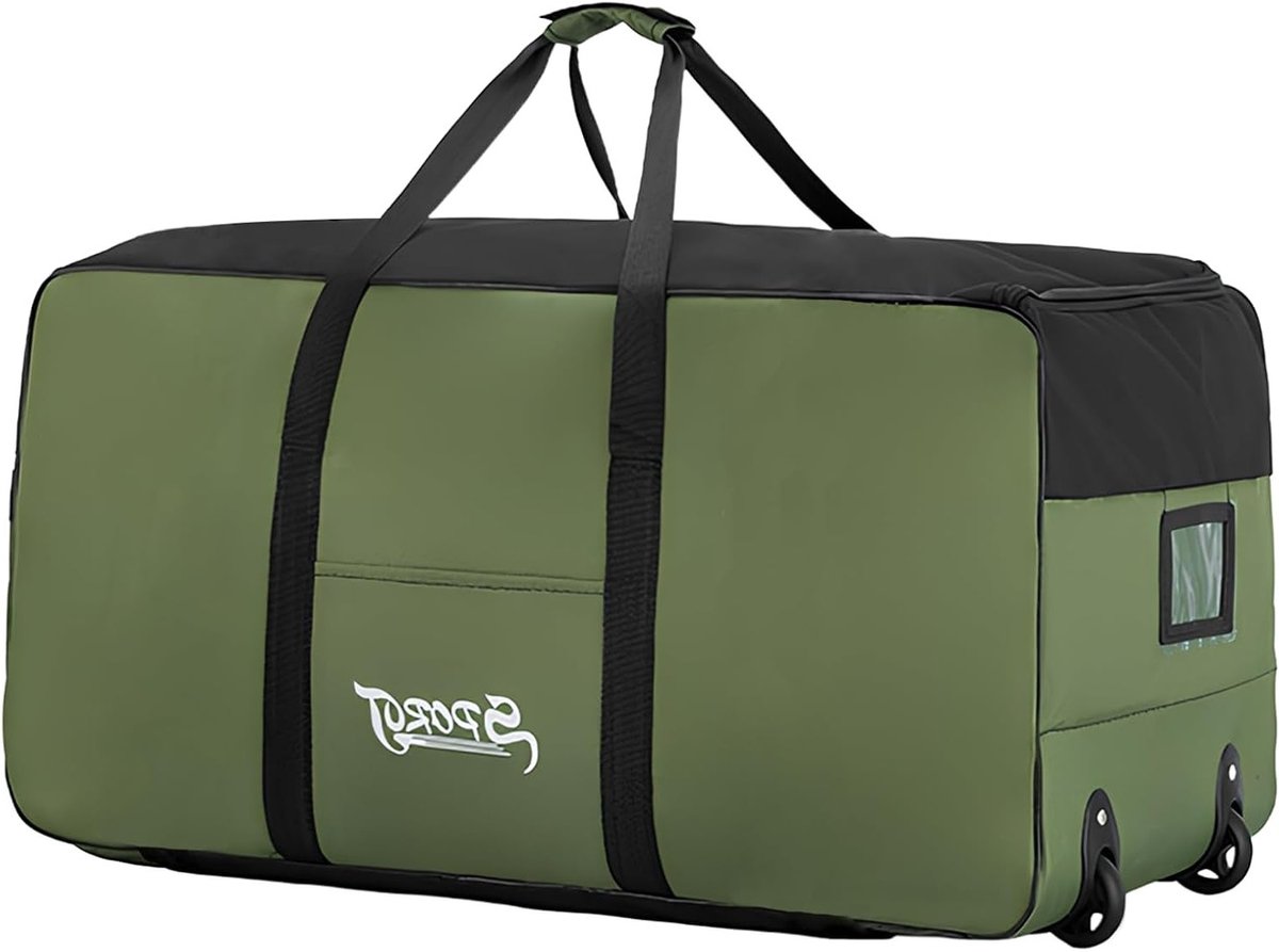 Grote Waterdichte Reistas van 120 Liter, Lichtgewicht Vouwbare Handbagage, Ideaal voor Sport en Kamperen, 80 x 40 x 40 cm, Zwart en Groen