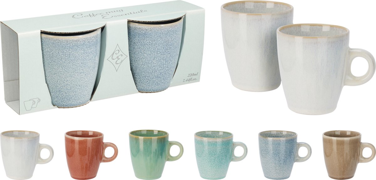 HH - Koopman mok aardewerk 200 ml set van 2 stuks assorti.