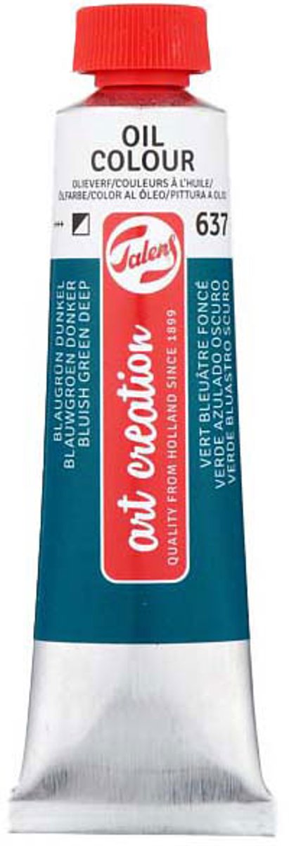 Olieverf tube blauwgroen donker 40ml voor creatief schilderen.