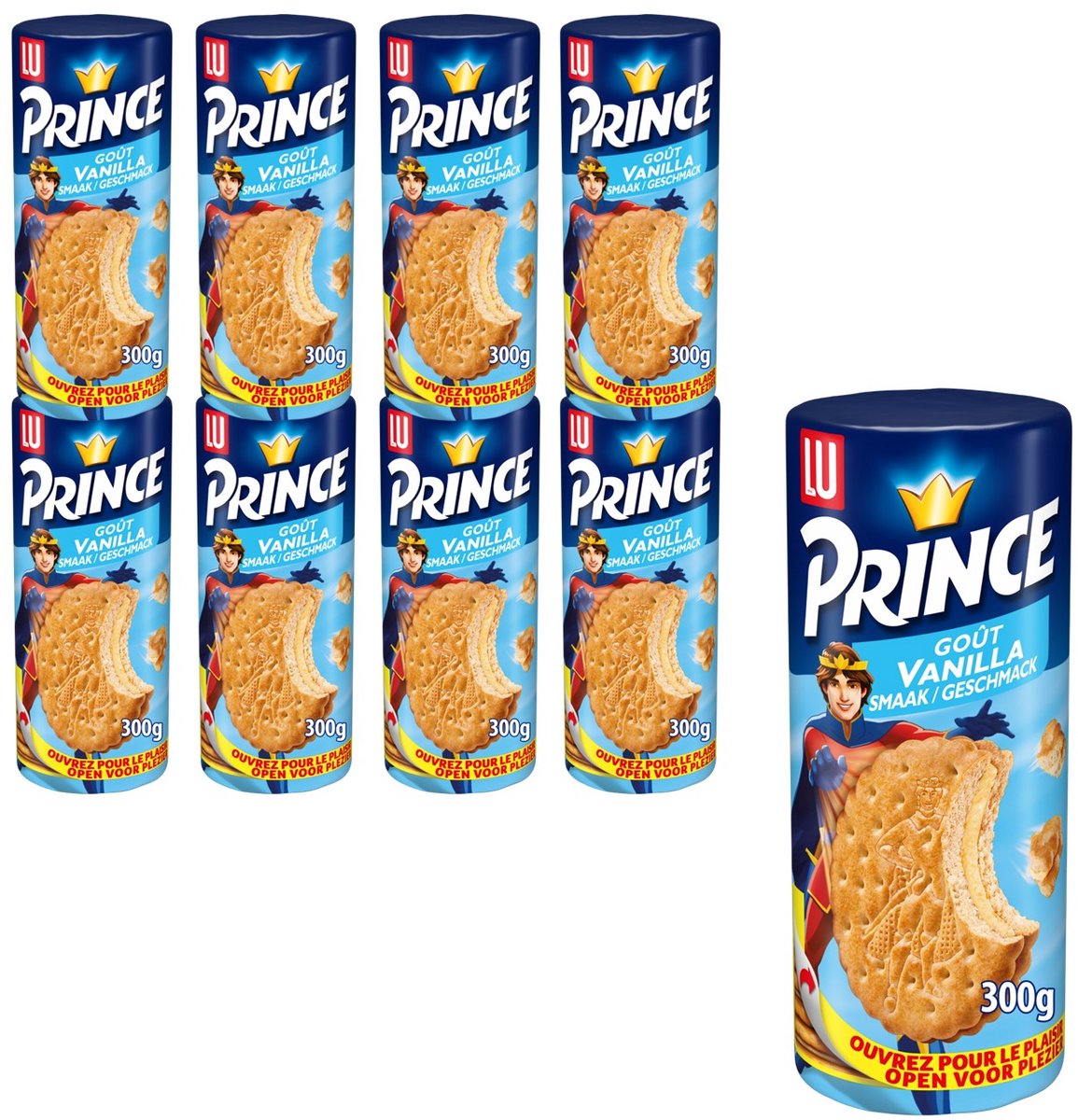 LU Prince Gevulde Koekjes Vanille 8 x 300 g - Koek voor Onderweg - Koffie - Thee - Werk - Voorraad