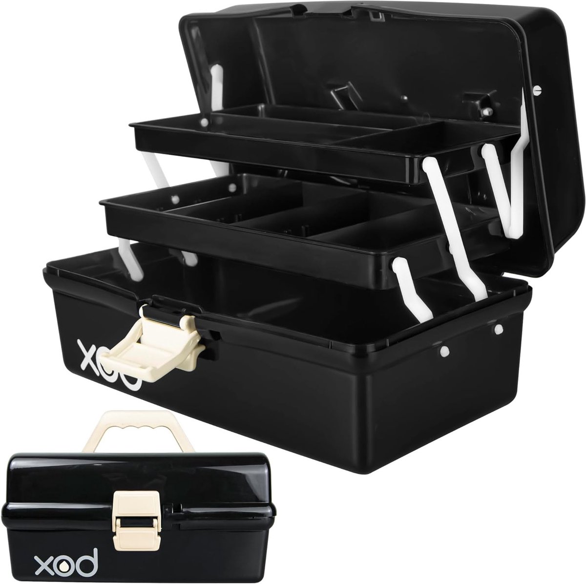 Multifunctionele Opbergdoos van 30.5 cm met 3 Niveaus voor Knutselmateriaal, Gereedschap en Accessoires - Plastic Organiser met Compartimenten voor Medicijnen en Naaibenodigdheden