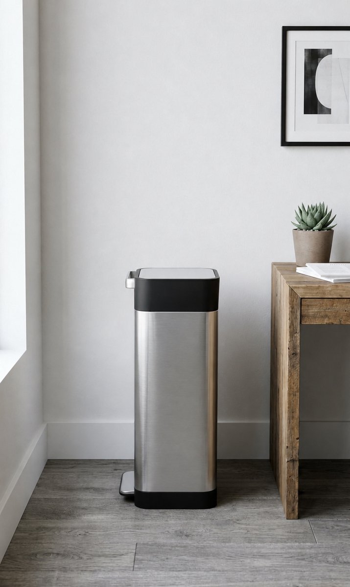 Titan Pro Afvalemmer 30L – Prullenbak met Afvalcompressie tot 90L – RVS Vuilnisemmer Keuken – Geurfilter – Hygiënisch & Ruimtebesparend – Soft Close – Premium Design Ganeey