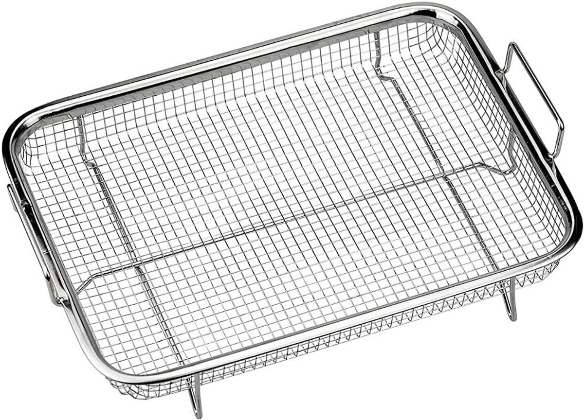 BBQ grillmand, roestvrij stalen grillmand met handvat, bakvormset, crisper mand, mesh grillmand, koperen frituurmand, bakplaat, grillrooster, BBQ bakmand, voor het bakken van koekjes en cake, grillen