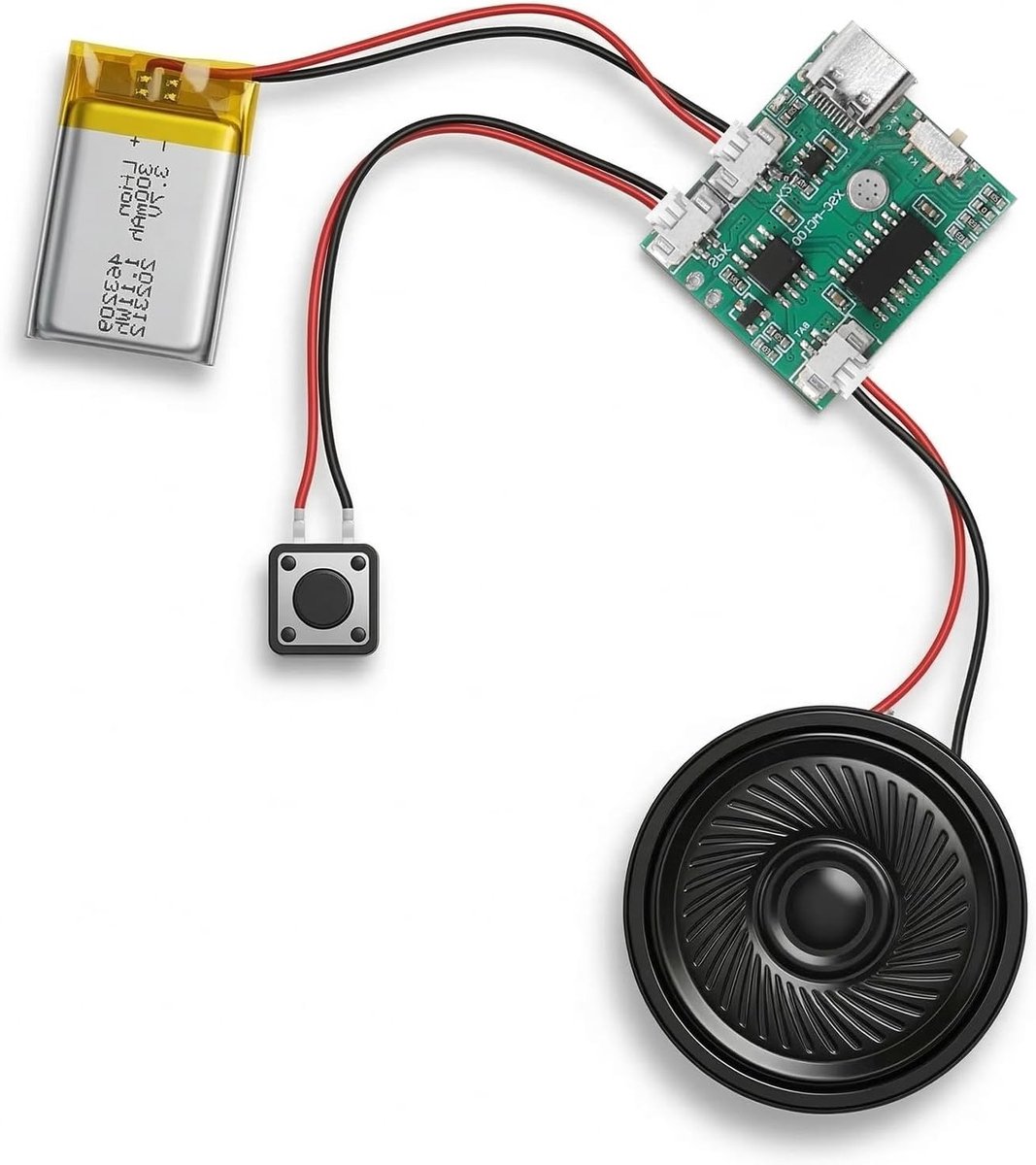 MP3 Geluidsmodule voor DIY Projecten, Programmeerbare Audio Module met Luidspreker, 8MB Geheugen en USB Overdracht voor Muziek en Persoonlijke Cadeaus