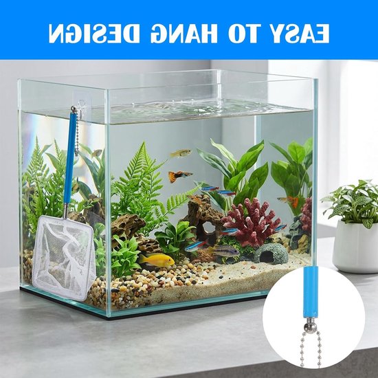 2 Stuks Schepnet voor Aquarium, Klein Vissennet met Uittrekbare Handgreep, Ideaal voor Garnalen en Reinigen van Aquariums van Merkloos — afbeelding 3