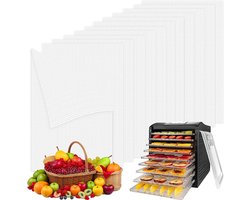 12 Stuks Herbruikbare Siliconen Droogmatten 38.5x28.5cm voor Fruit, Groenten en Kruiden - Antikleef Droogfilm voor Voedseldehydrator
