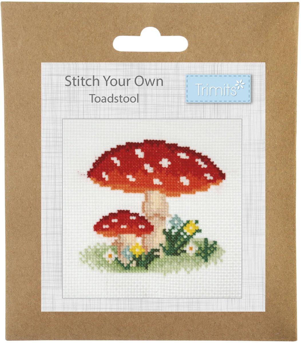 Borduurpakket Kruissteekpakket Telpatroon: Paddenstoelen
