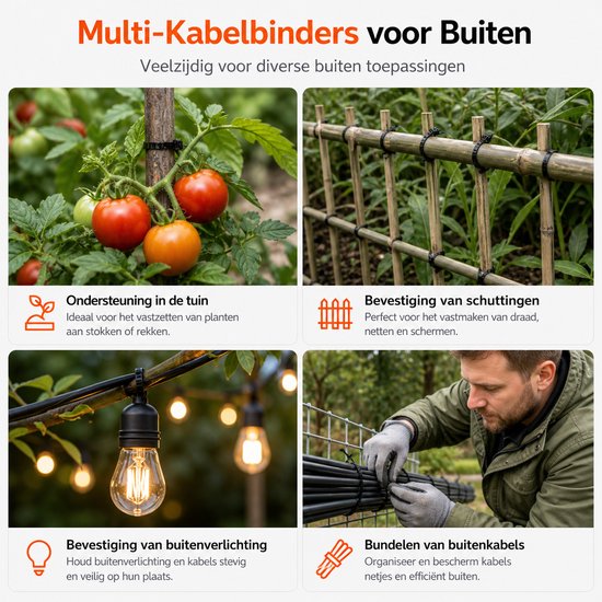 BOTC Kabelbinders - 400 stuks - 10/15/20/30 cm - Kabelhouder - Tyraps - Tie wraps zwart