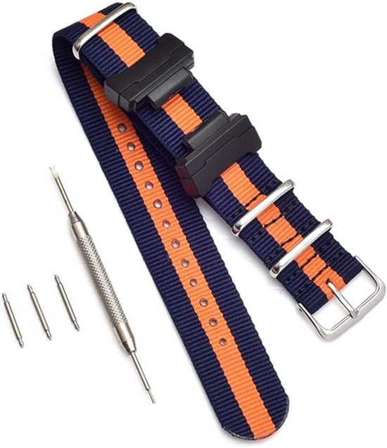 Nylon Horlogeband voor Casio G-Shock GA-110, GA-120, GA-400 en DW-5600 - Duurzaam en Stijlvol Accessoire voor Mannen met Zwarte Adapters