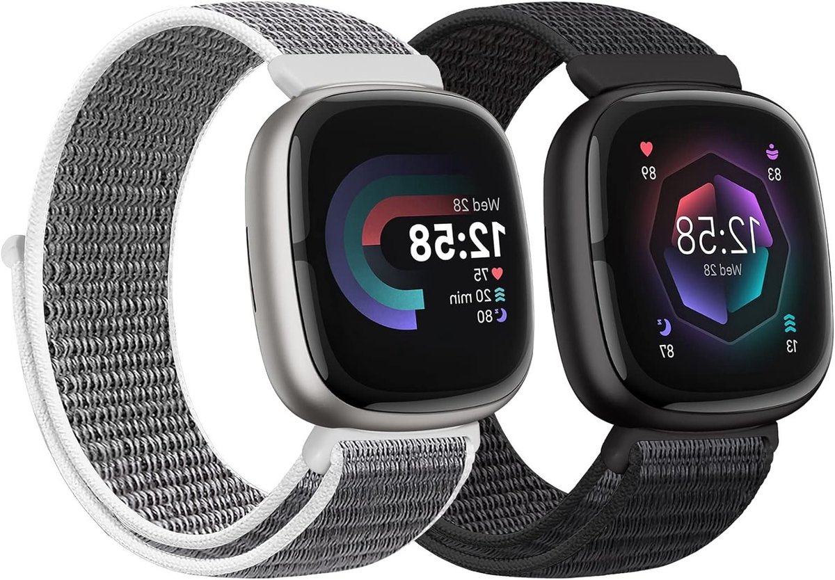 Zachte en Ademende Nylon Sportband voor Fitbit Versa 3 en Fitbit Sense, Verstelbare Vervangband voor Dames en Heren