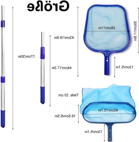 Telescopische Hengelset met 34 cm Diep Net en Rubber Handschoen voor Zwembaden, Vijvers en Aquaria van Merkloos — afbeelding 5