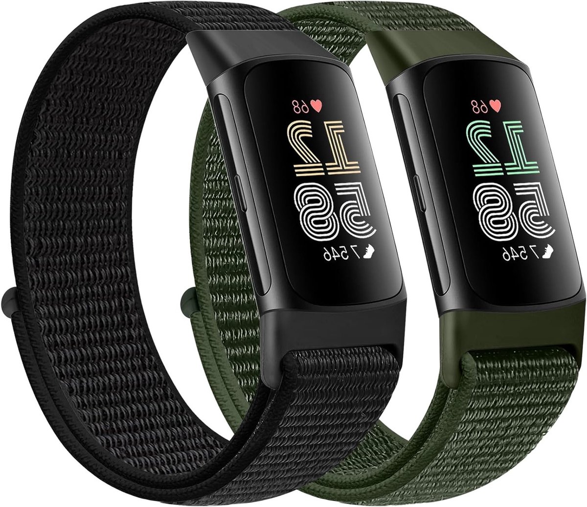 Verstelbare en Ademend Nylon Sportband voor Fitbit Charge 5 - Vervangende Polsband voor Fitness Tracker voor Mannen en Vrouwen