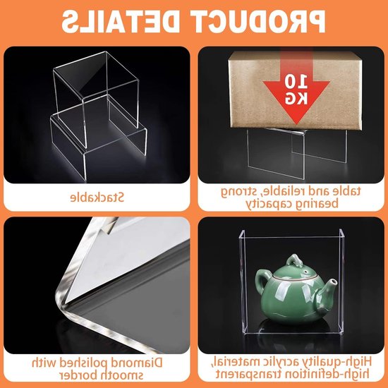Set van 8 Heldere Acryl Display Steunen voor Cupcakes, Snoepbar en Figuren - Transparante Verhogers voor een Mooiere Presentatie — afbeelding 4