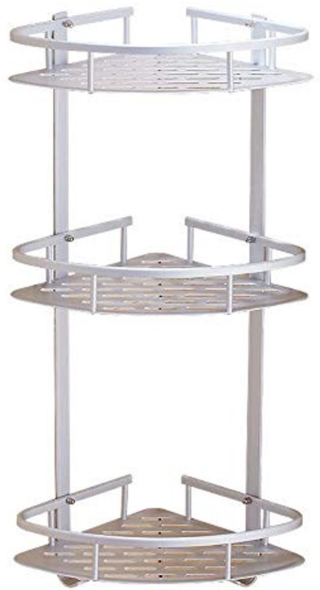 Allecto - Badkamer Hoekmand - Aluminium - Wandmontage - 3 Laags - Duurzaam - Geschikt voor Badkamer en Woonkamer - 22.1 x 9.0 x 11.8 inch
