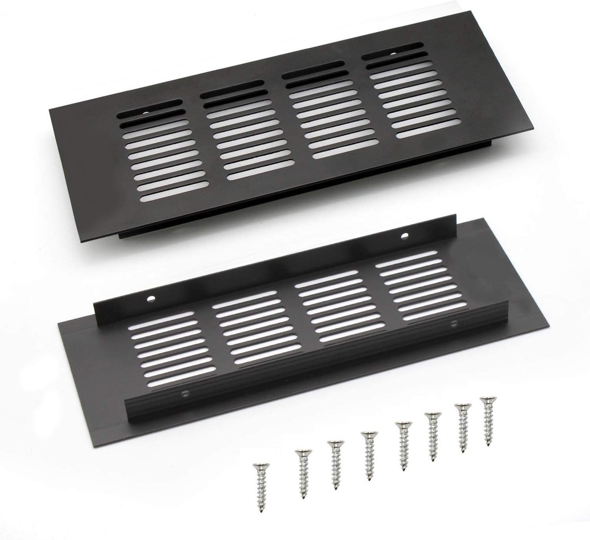 aladdien - Ventilatie Rooster - Aluminium Grille - 2 Stuks - Zwart - Geschikt voor Kasten - 200 mm - Vierkant