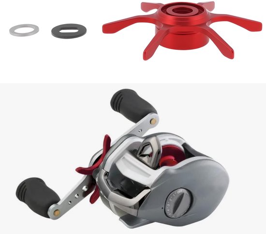 Allecto - Fishing Reel - Star Drag - Aluminium - 65mm - Voor vissers en sportvissers - Lichtgewicht en sterk - Geschikt voor diverse hengels - Rood van Merkloos — afbeelding 3