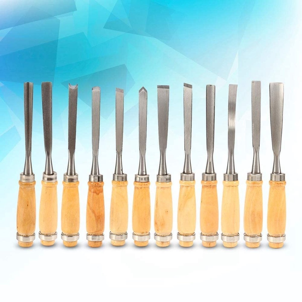 Allecto - Houtsnijbeitelset - Professionele houtbewerkingsgereedschappen - Met etui - 12-delige set - Voor beginners en professionals - Scherpe sni...