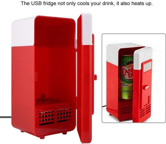 Shopcentral - Mini Koelkast - USB Fridge - Compact en Draagbaar - Rood - Koeler en Verwarmer - Ideaal voor Thuis en Kantoor - Mini Koelbox van Shopcentral — afbeelding 2