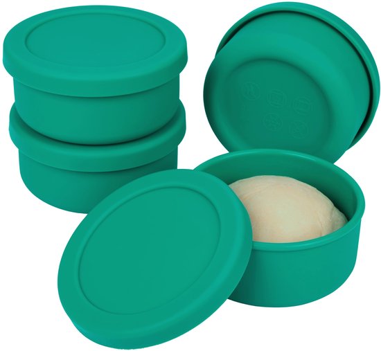 Allecto - Pizza deegbak - Set van 4 - Silicone deegrijs bakken - 12 x 5,5 cm - Perfect voor brood en pizza - Makkelijk te reinigen - Geschikt voor ...