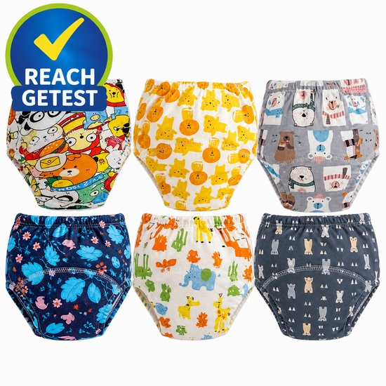 Dutchers.® Oefenbroekjes Zindelijkheid - Maat L - 6 Stuks - Vrij van Schadelijke Stoffen - REACH-getest - Zindelijkheidstraining - Wasbare Luiers - Kinderen - 12-17 KG - 2,5 tot 5 Jaar - Wasbaar - Incontinentiebroekjes - Voor Jongens & Meisjes