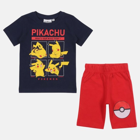 Pokémon Pikachu Pyjama Shortama Jongens – 100% Katoen – Zwart – Maat 128
