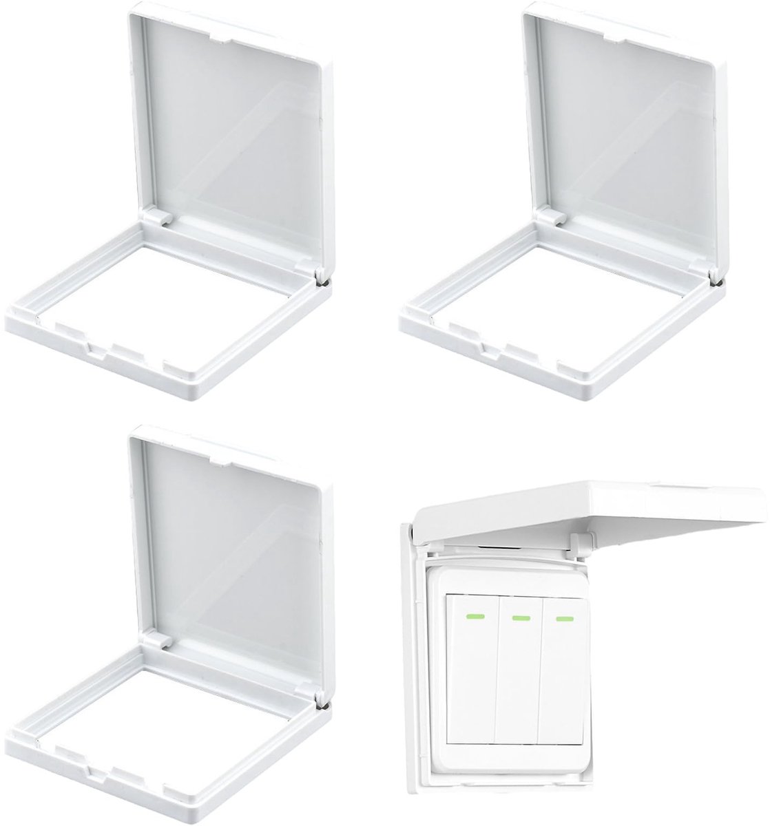 Pack van 4 Zelfklevende Waterdichte Wandcontactdoos Covers - Type 86 voor Badkamer, Keuken en Slaapkamer