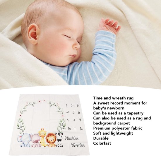 Baby maandelijkse mijlpaaldeken - Pasgeborenen - Lichtgewicht - Schattig slingerpatroon - Fotografie rekwisieten - Innovatieve decoratie - Geschikt voor baby's - Roze met grijze accenten. — afbeelding 5