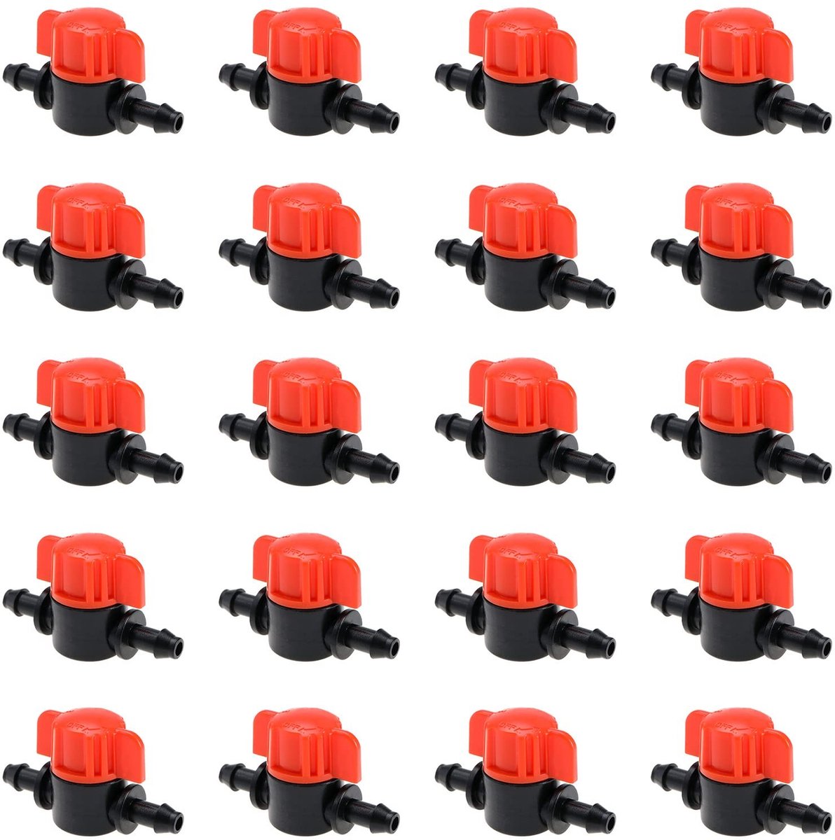 Allecto - Afsluitventiel - Druppelirrigatie - 20 stuks - 1/4 inch - Kogelkraan - Slangkoppelingsventiel - Geschikt voor tuinen - Kunststof