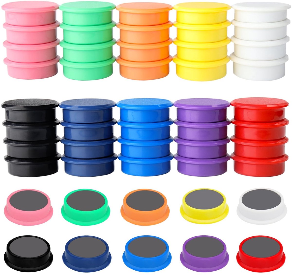 Allecto - Fridge en whiteboard magneten - Sterke neodymium magneten - 50 stuks - Kleurige ronde magneten - Decoratieve magneten voor foto's en no