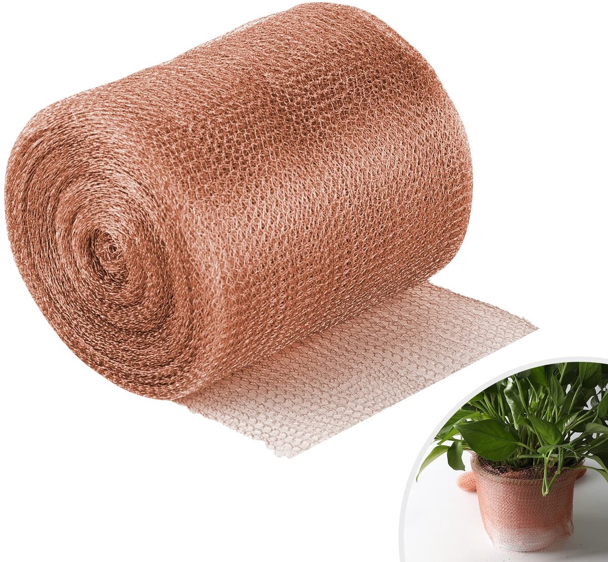 Allecto - Koperen Draad Gaas - Flexibel Tegen Ongedierte - Bescherming voor Tuinplanten - 12,5 cm x 24 m - Effectieve Slakkenbescherming - Duurzaam..