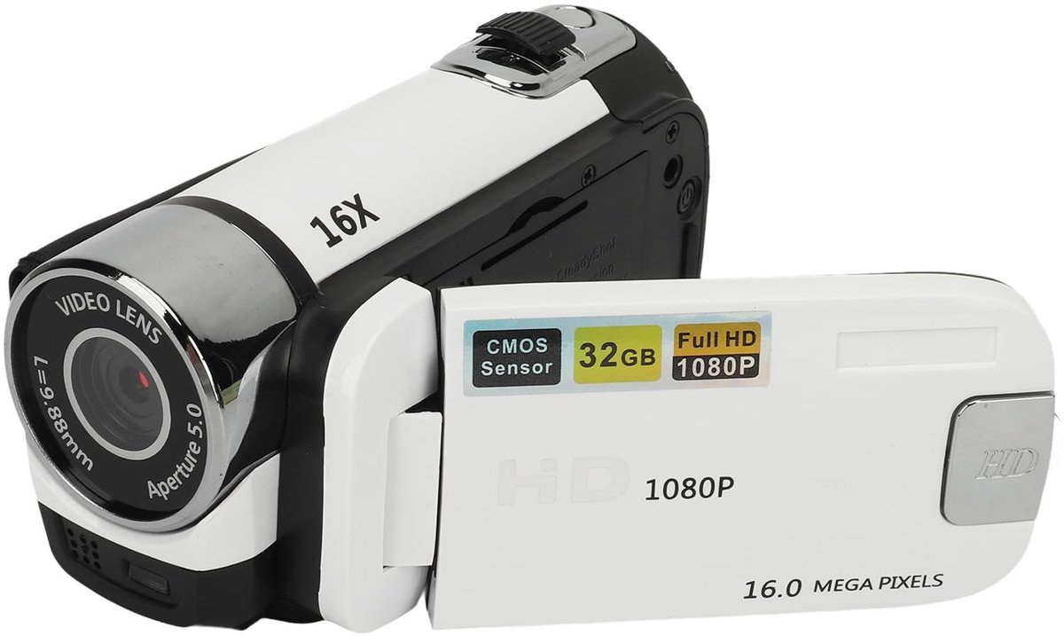 aladdien - Digitale Camera - 16MP Fotografie - Draaibaar Scherm - 1080P HD-videorecorder - Vullicht - Geschikt voor Jongens en Meisjes - Wit