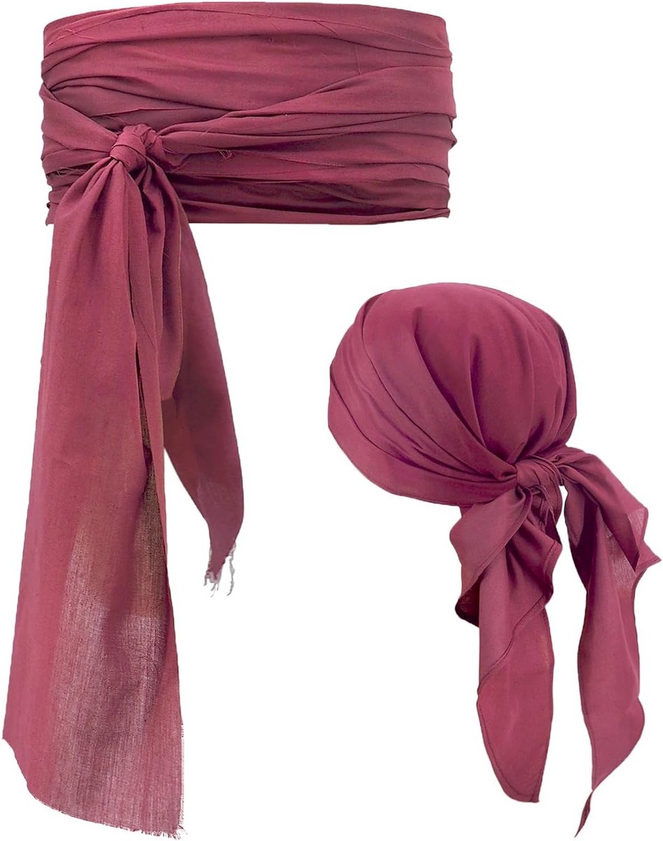 Piratenkostuum voor dames met accessoires zoals een verstelbare piratenhoofddoek en riem voor Halloween en carnaval