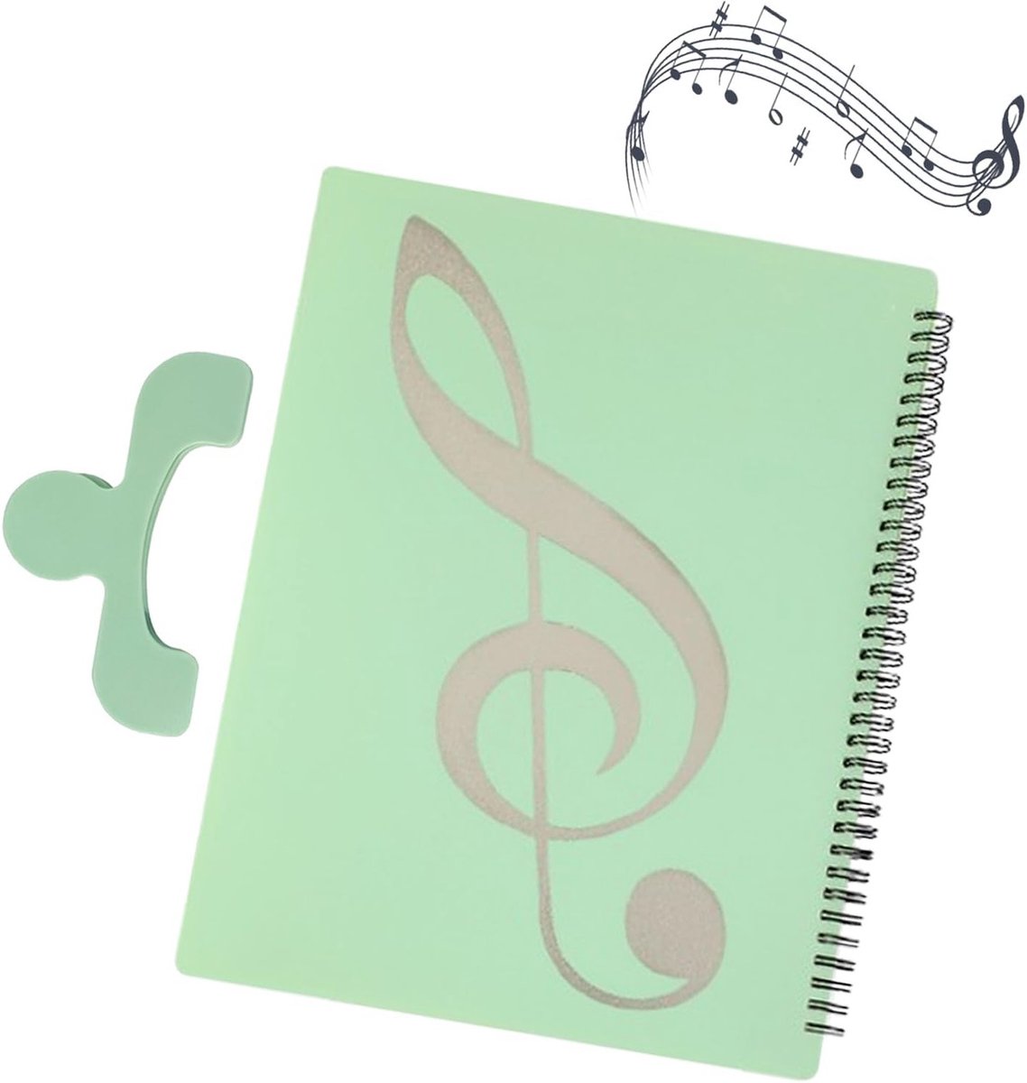 A4 Muziekmap van Plastic met 1 Clip, Geschikt voor Bladmuziek en Notities, Groen
