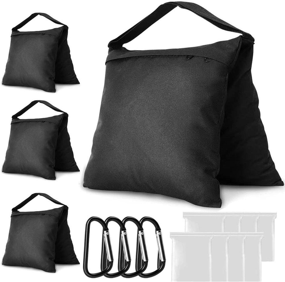Set van 4 Zandzakken voor Statief Fotografie, 27x29cm, Duurzame Zandzakken met Karabijnhaak en Rits, Ideaal voor Videostudio's en Tuin Gebruik