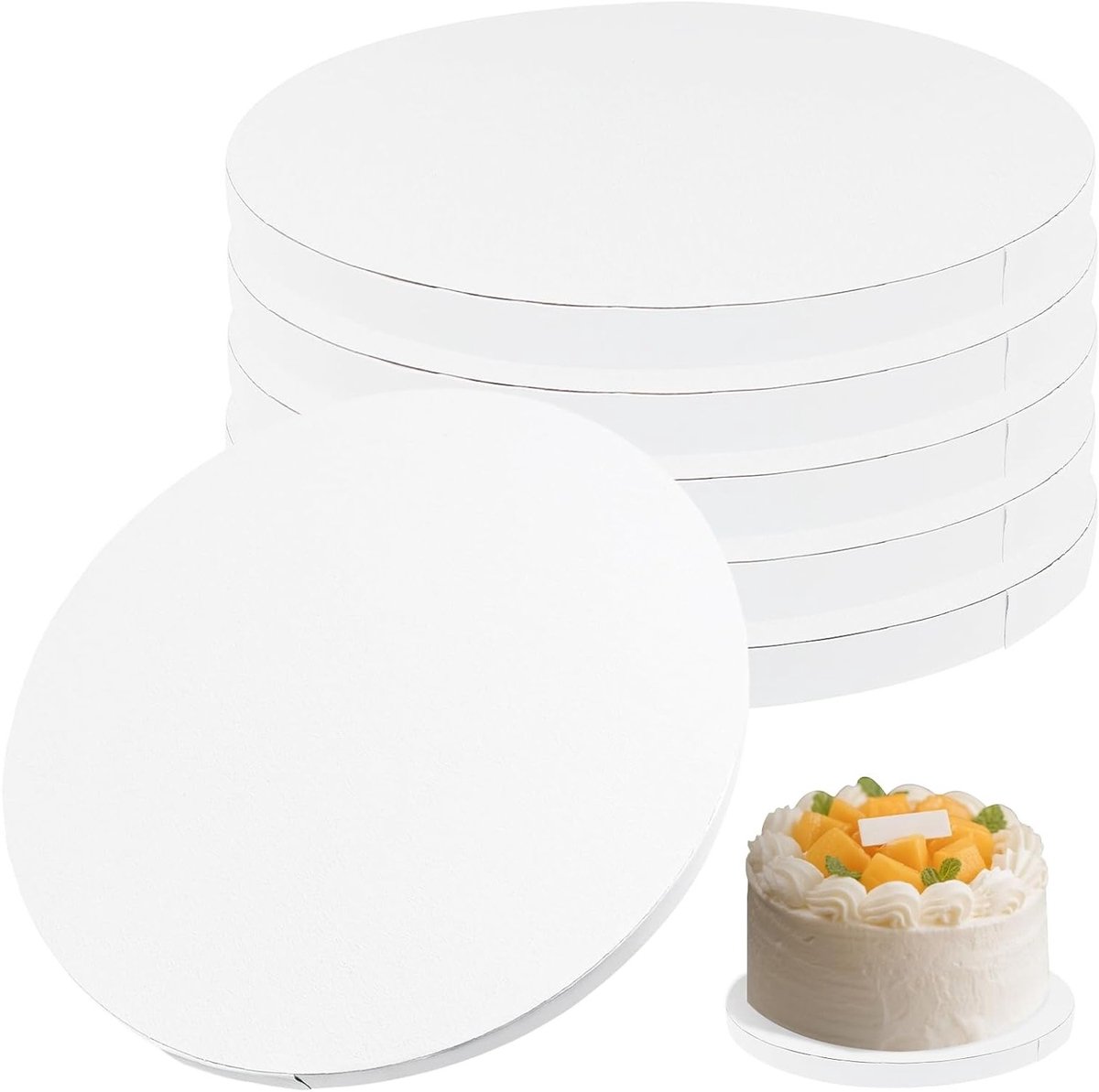 6 Ronde Kartonnen Taartborden - Diameter 20 cm - Stevige Onderzetters