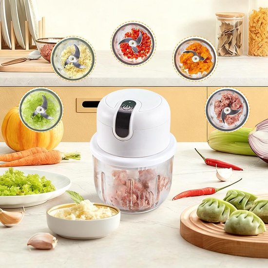 Mini Chopper met USB Aansluiting - Elektrische Uienhakker 350ml, Draadloze Keukenmachine voor Groenten, Noten en Vlees van MINI — afbeelding 4