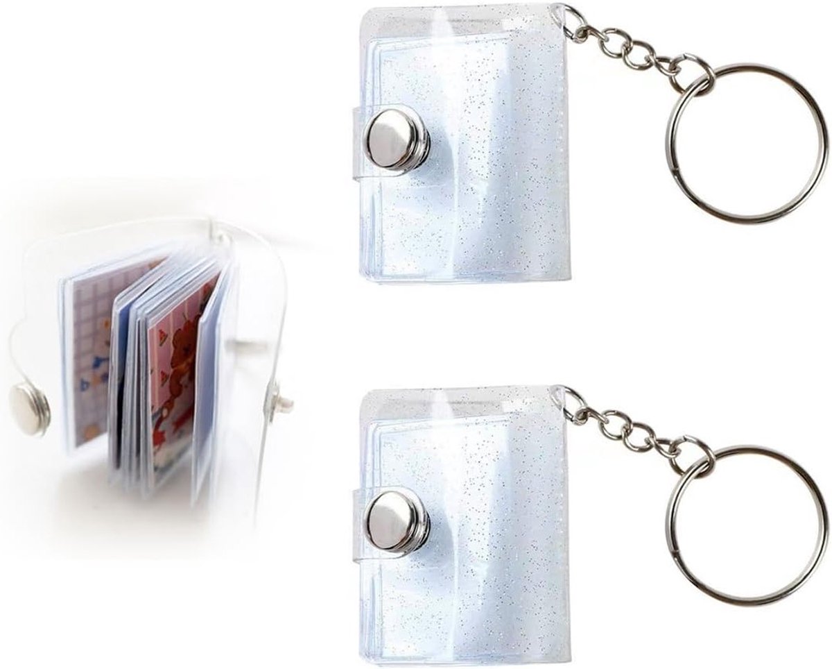 Mini fotoalbum sleutelhangers transparant met 24 vakken voor herinneringen en foto's