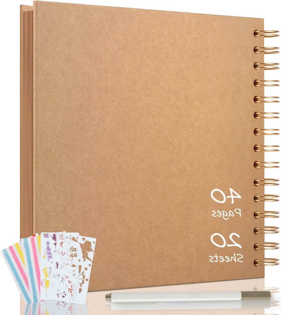 Scrapbook Album 21x21cm, DIY Foto Album met Hardcover en Kraft Papier, 40 Pagina's voor Herinneringen en Feestdagen zoals Verjaardagen en Valentijnsdag