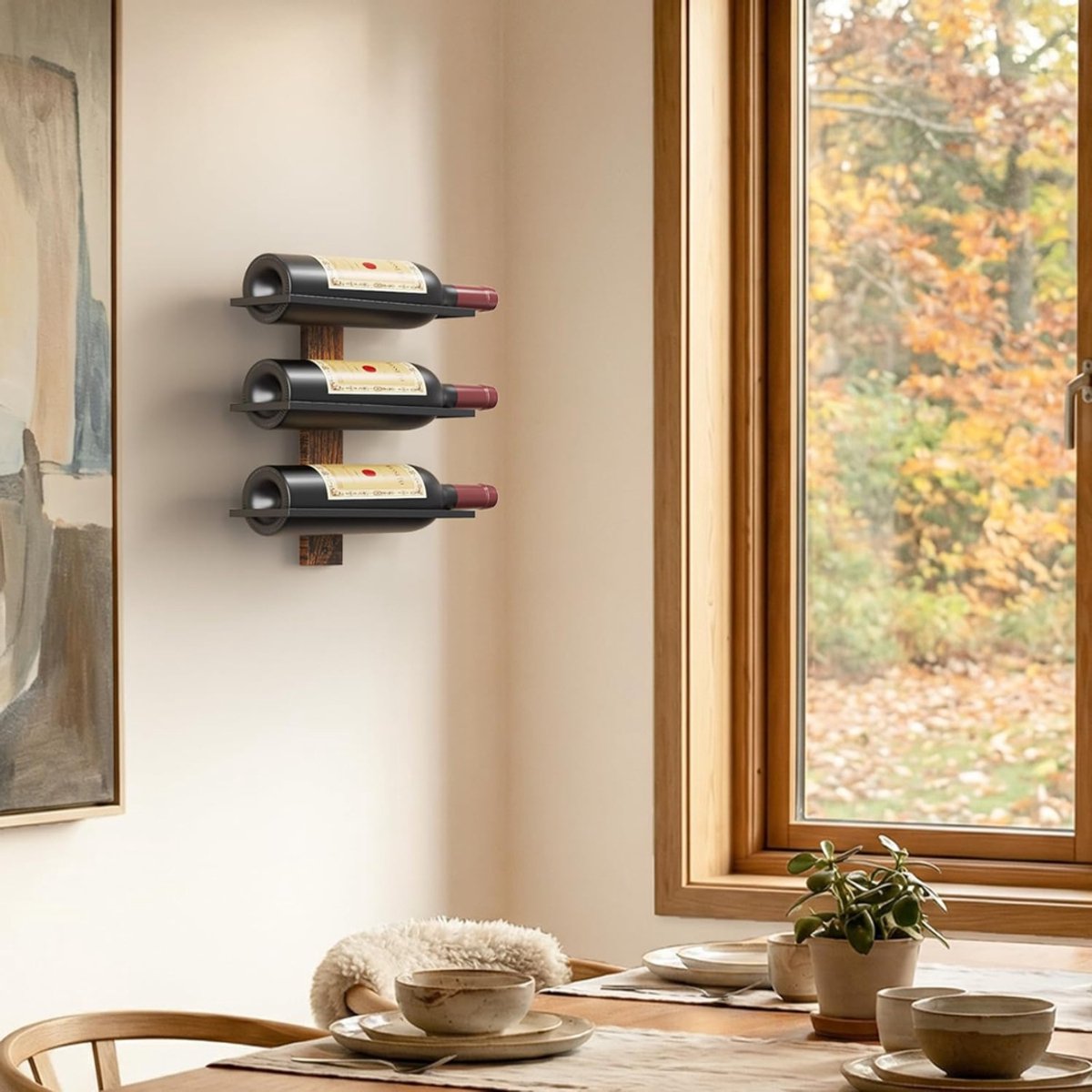 TopChoice® Wijnrek voor aan de Muur - Wijnflessen Houder - Ophangrek - voor 3 Flessen - Zwart — cadeau in Wonen & Interieur - foto 6